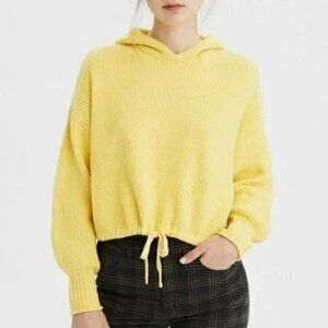 American Eagle Lemon Yellow Oversize Crop Hooded Sweater Size XS